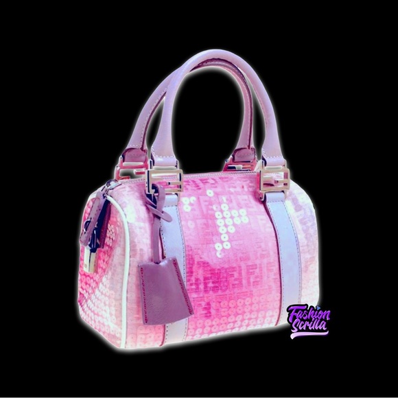 Vintage Fendi Pink Zucchino Sequins mini forever Bag Limited Edition - Picture 11 of 15